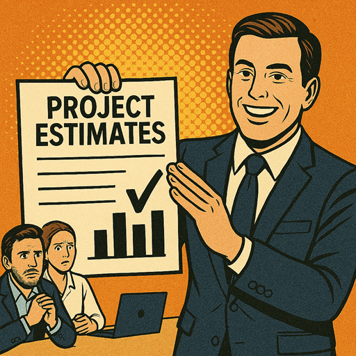 Jefe de proyectos presentando una estimación realista de un proyecto