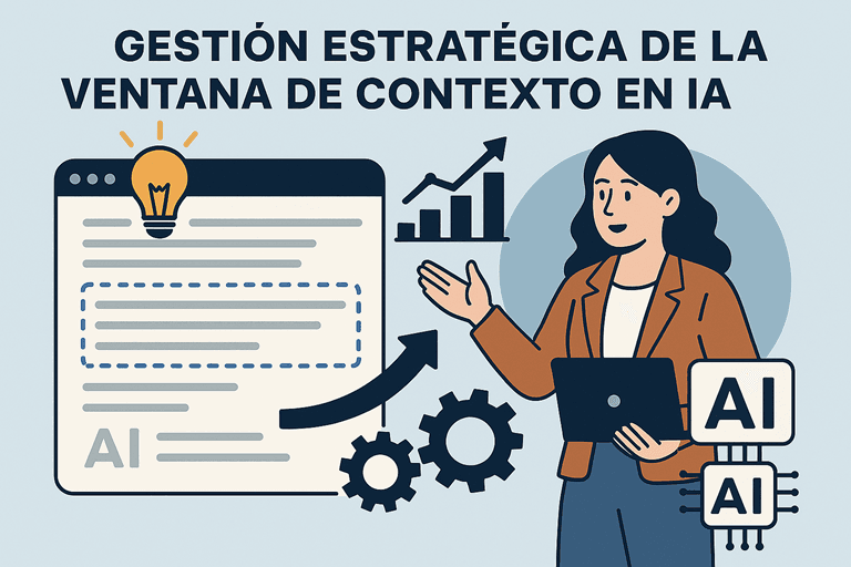 Representacion visual de la ventana de contexto en IA