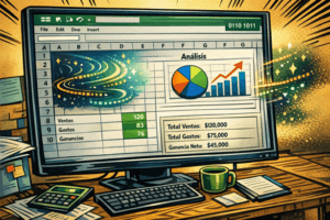 Monitor con una hoja excel abierta