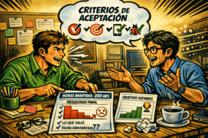 Ejemplos de Historias de Usuario: Framework de Traducción BDD y Criterios de Aceptación Dos personas discuten sobre los requerimientos definidos y los criterios de aceptación